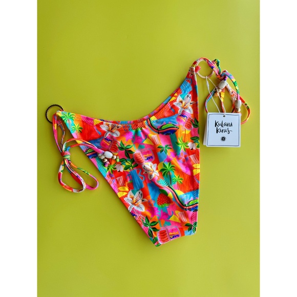 Sz XL Kulani Kinis Havana Haven Brazilian Low Rise Multicolor Bikini Bottom NWT - Picture 2 of 8